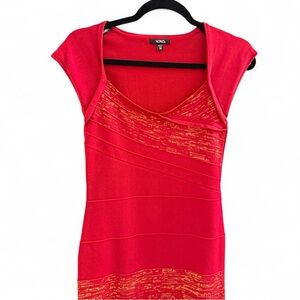 XOXO Vintage Red Gold Metallic Bandage Bodycon Dress Medium Party Cocktail M